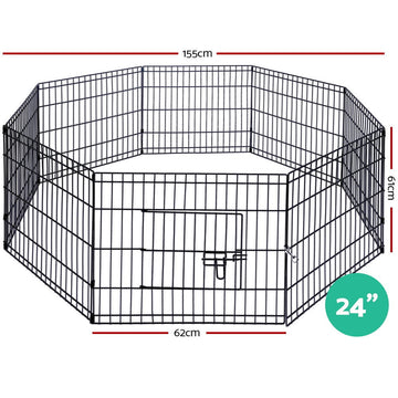 i.Pet 24" 8 Panel Pet Dog Playpen Puppy Exercise Cage Enclosure Play Pen Fence i.Pet